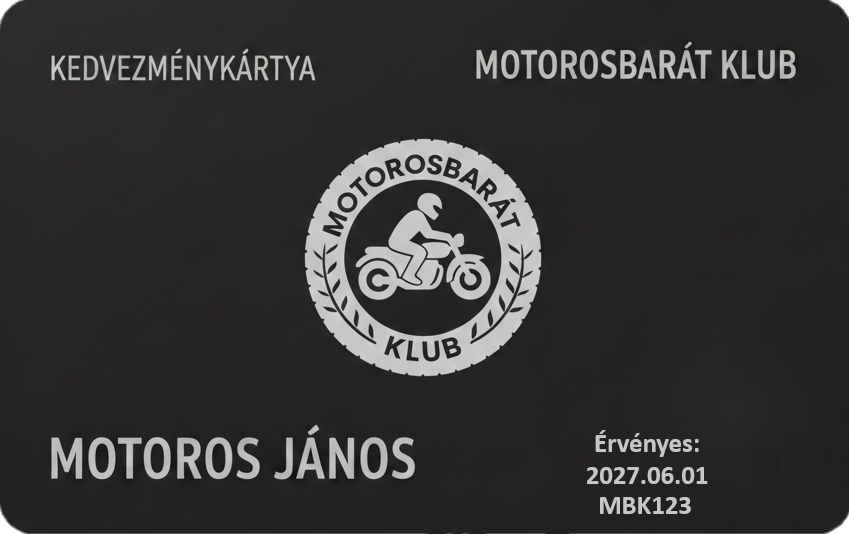 Motorosbarát Klub Kártya